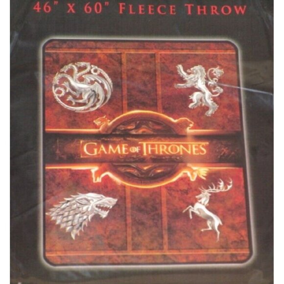 New Golden Logo Game of Thrones Smooth Fleece Gift Throw Blanket Silver Sigils - Picture 2 of 3